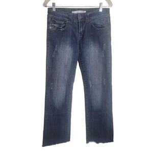 Tin Haul Wide Leg Jeans Women's 28 L Blue Denim Distressed Embellished Western